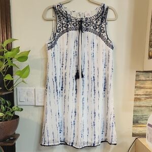 Knox Rose Navy and White Tie Dye Sleeveless Blouse